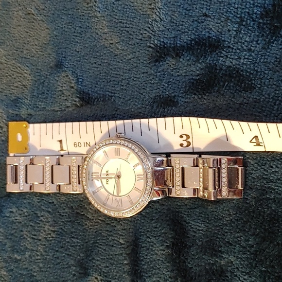 Virginia Silver Quartz Fossil Watch With Crystal Accents - Picture 9 of 15